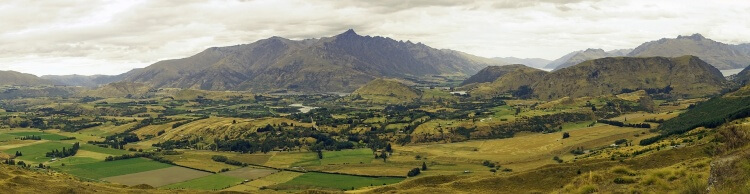 Panoram de la région Otago en Nouvelle-Zélande