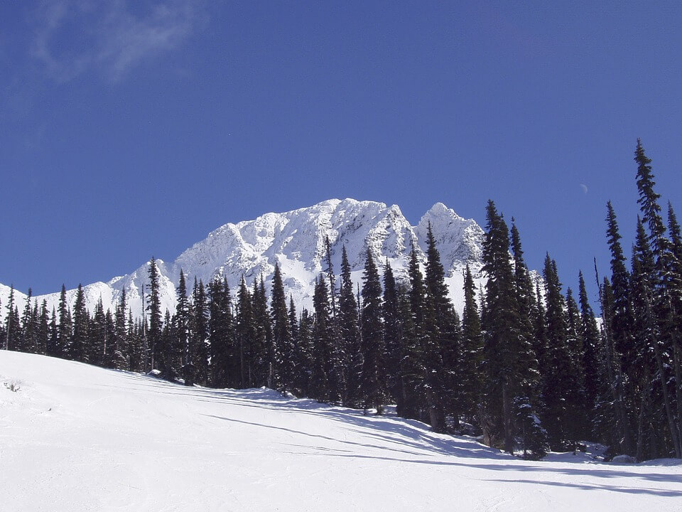 Montagnes et piste de ski