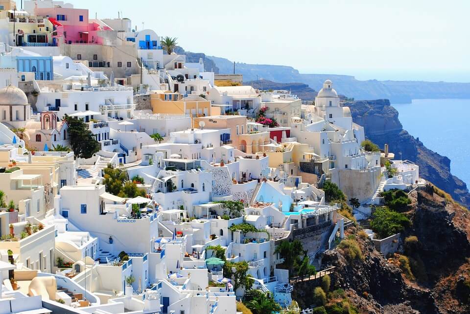 paysage villas blanches santorin oia grece ou croatie