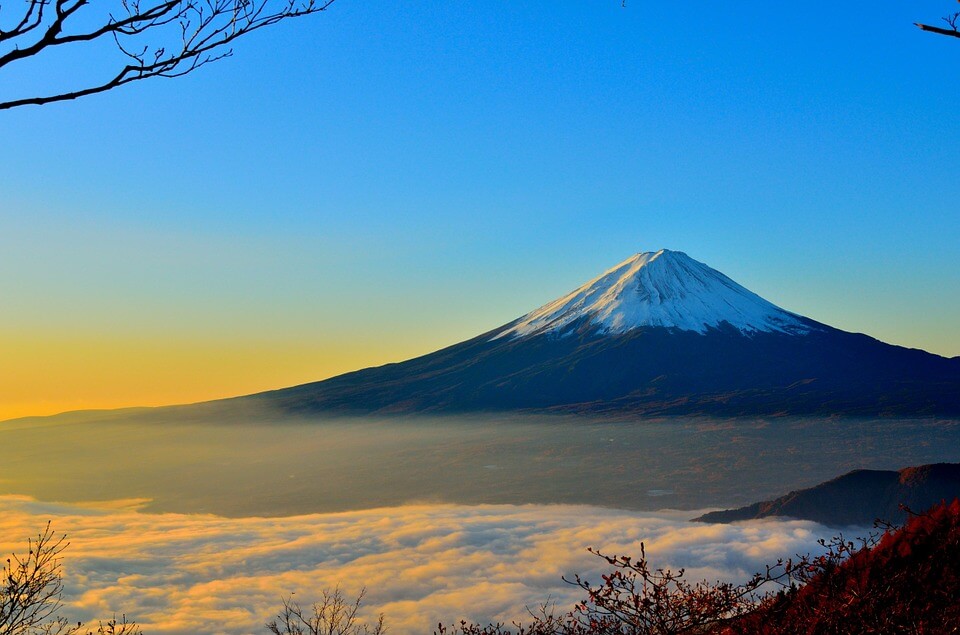 mont fuji panorama neige au sommet japon ou corée du sud