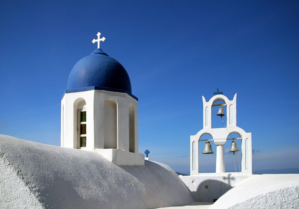 eglises santorin dome bleu