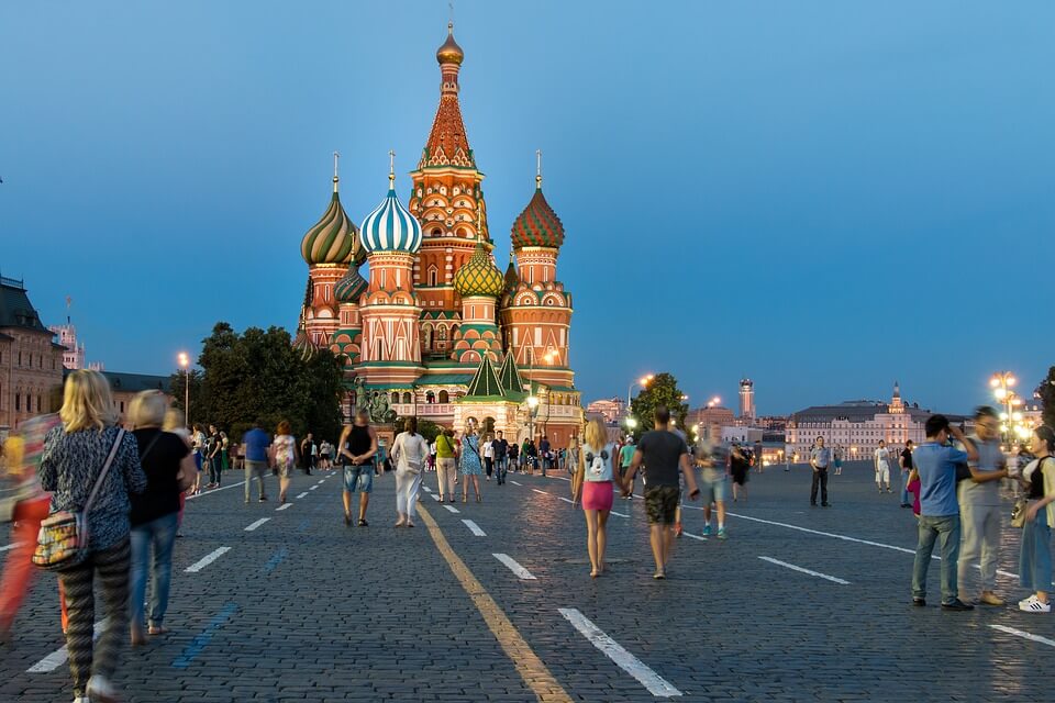 place moscou cathedrale foule croisière Moscou Saint-Pétersbourg