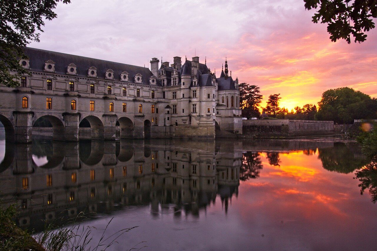 chateau de chenonceau coucher de soleil