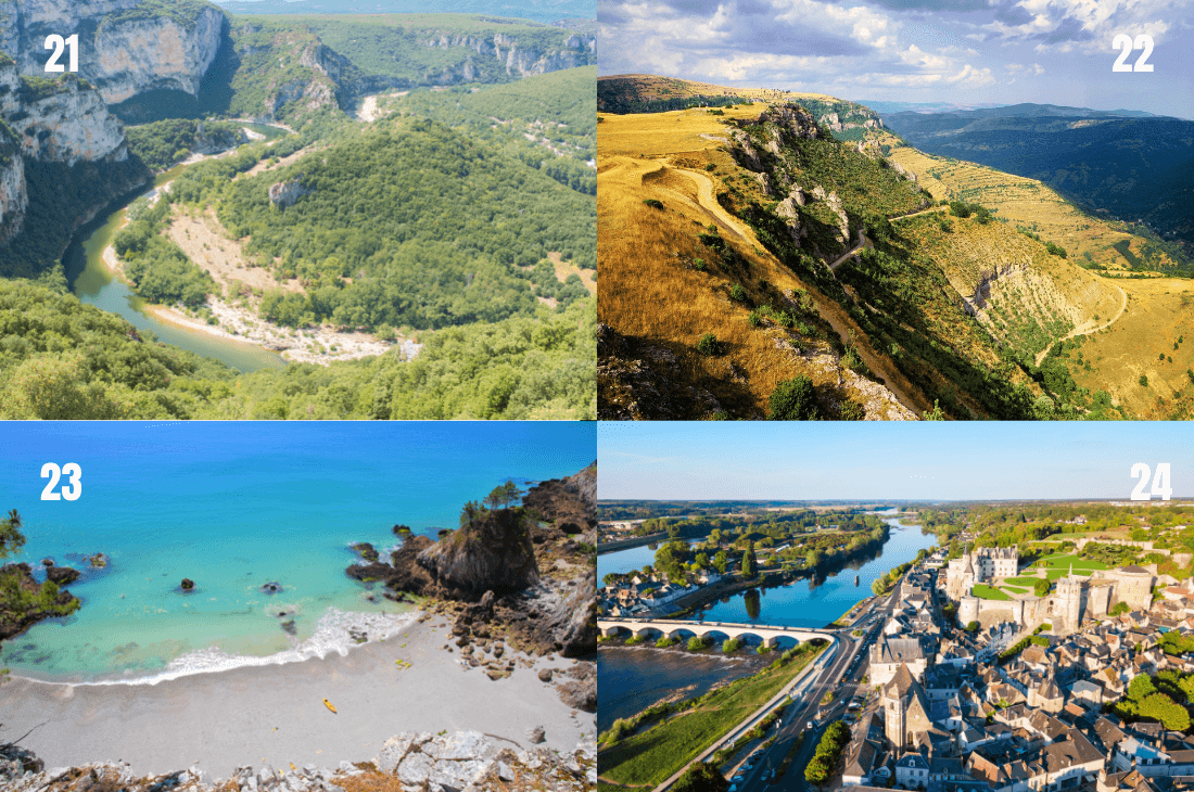 paysages magnifiques en France gorges de l'ardeche les cevennes la presqu'île de crozon le val de loire