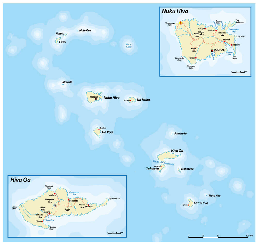 Carte des Marquises en Polynésie française
