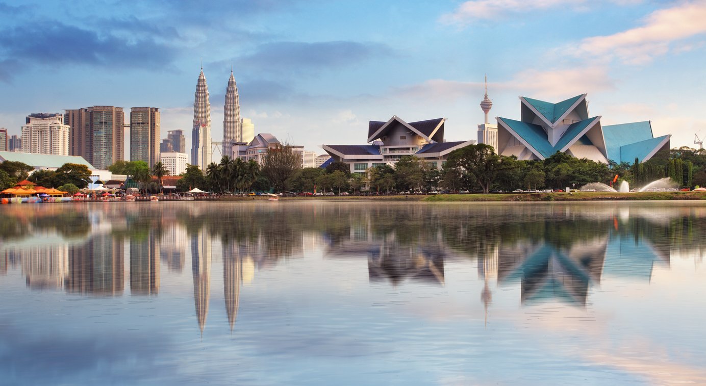 Kuala Lumpur, Malaysia skyline at Titiwangsa Park.