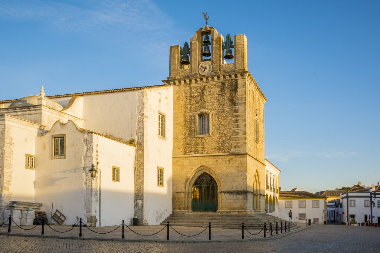 View on Faro Cathedral at Largo da Se in the old town.