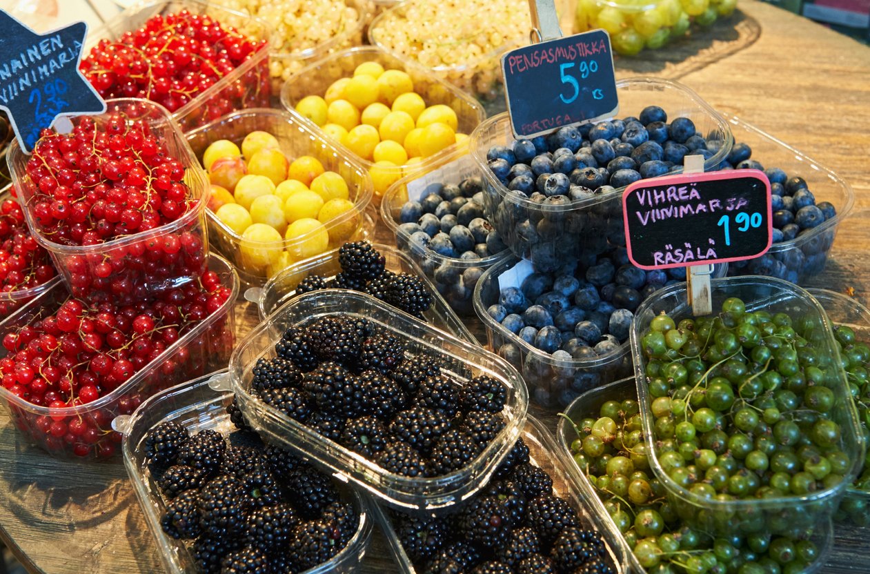Berries at the market (Finland).