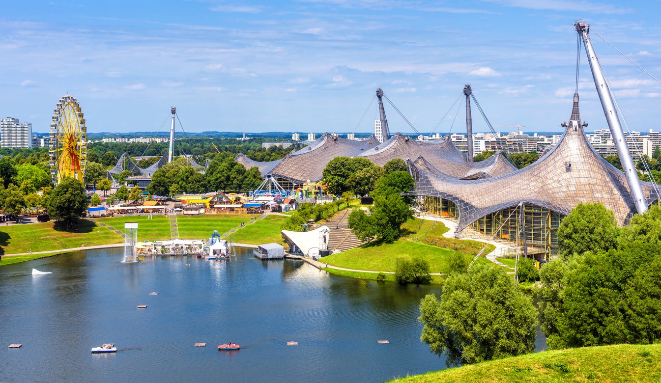 Olympic Park in summer, Munich, Germany, Europe