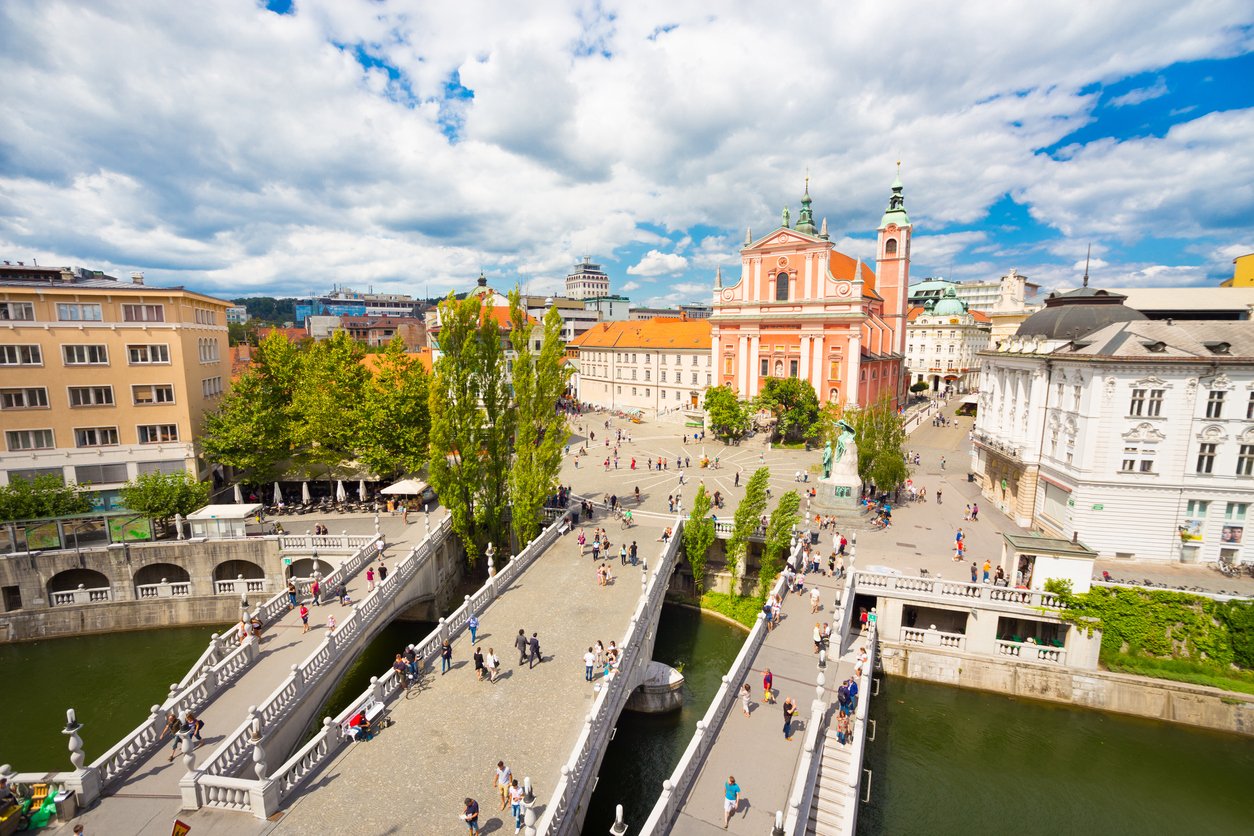 Preseren square, Ljubljana, capital of Slovenia.