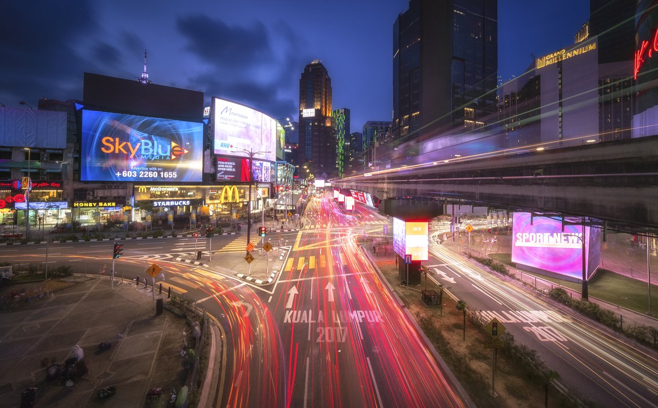 Kuala Lumpur street light trail