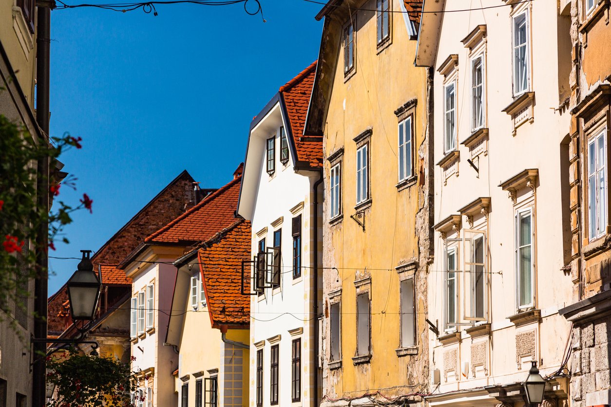 The cityscape of the old city of Ljubljana, Slovenia