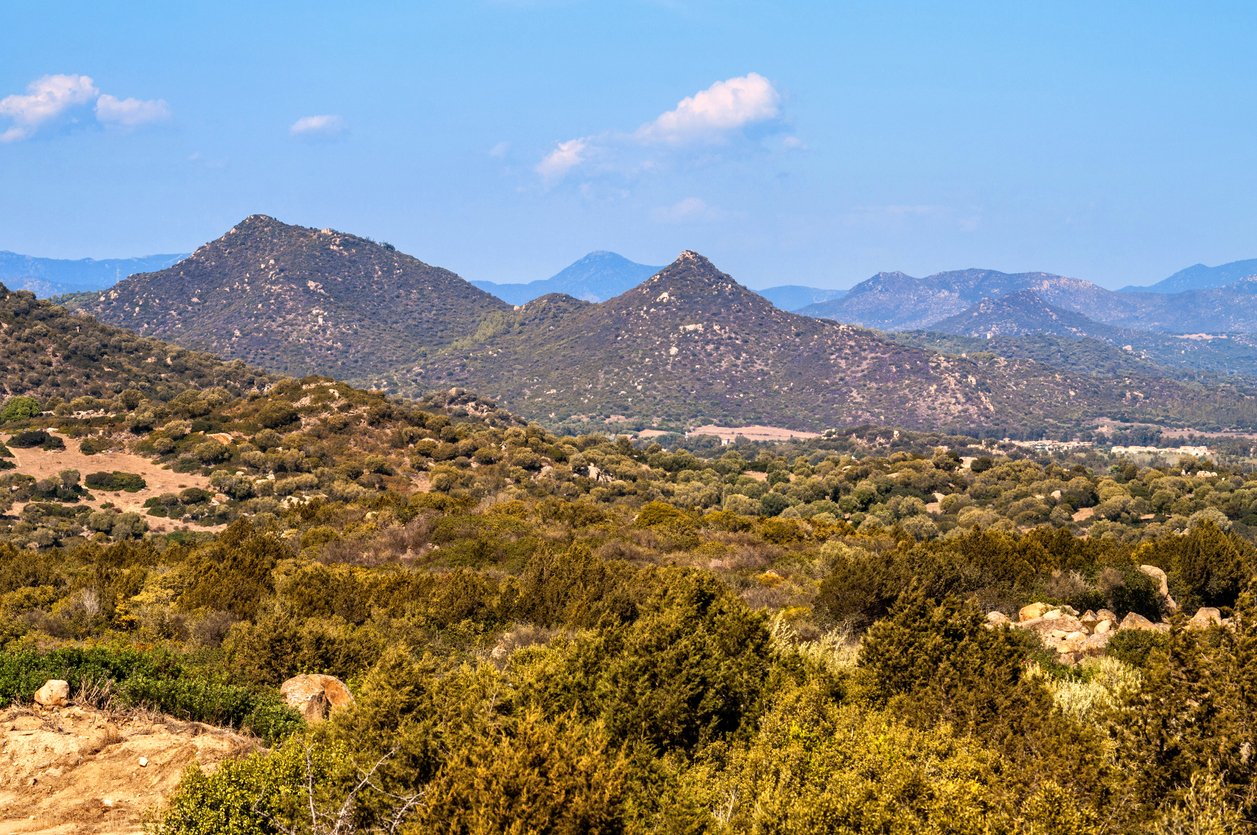 A mountainous landscape in the interior of the island of Sardinia
