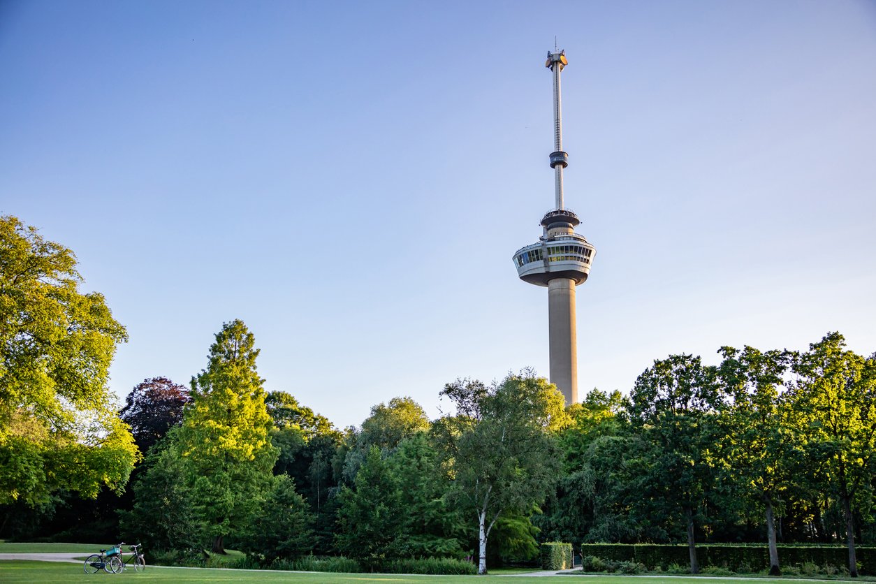 Euromast observation Tower in Rotterdam, Netherlands, Sunny spring Day