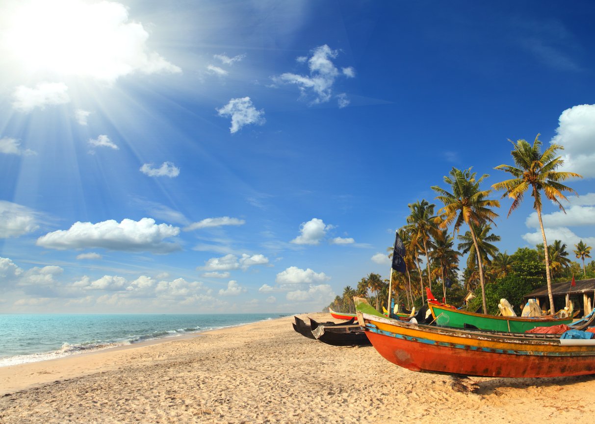 bateaux de pêche sur la plage en Inde