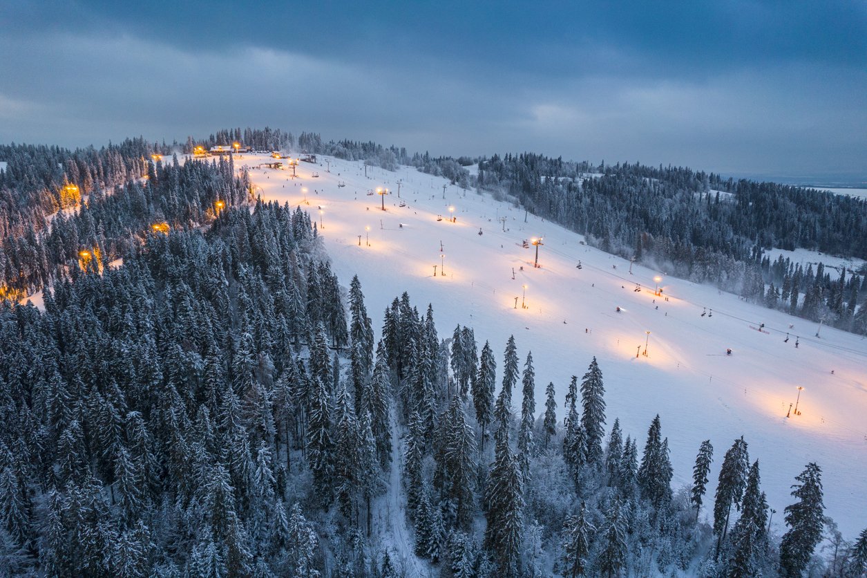 Bialka Tatrzanska Ski Resort at Night in Poland