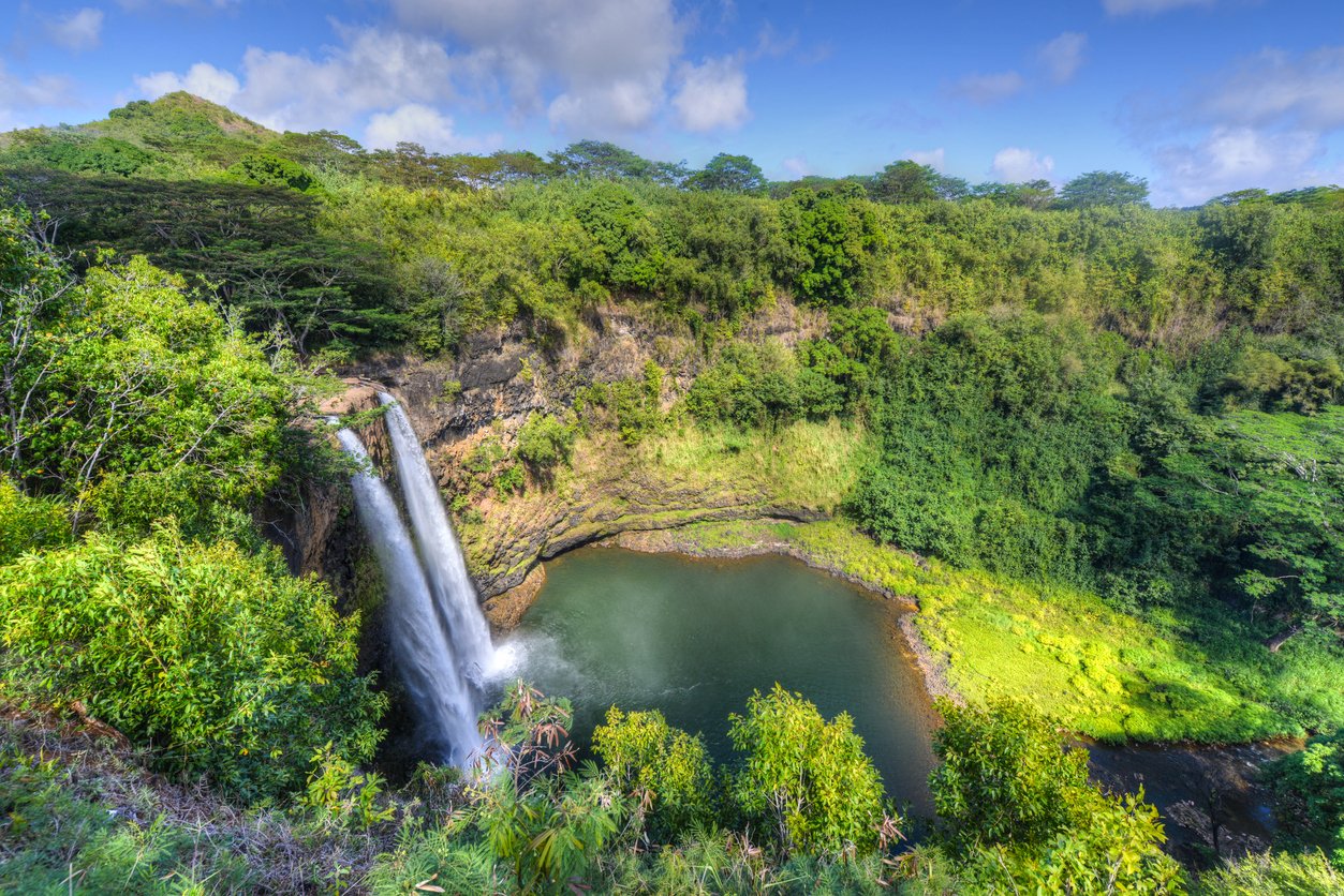 Chute d'eau de Wailua Falls à Hawaï