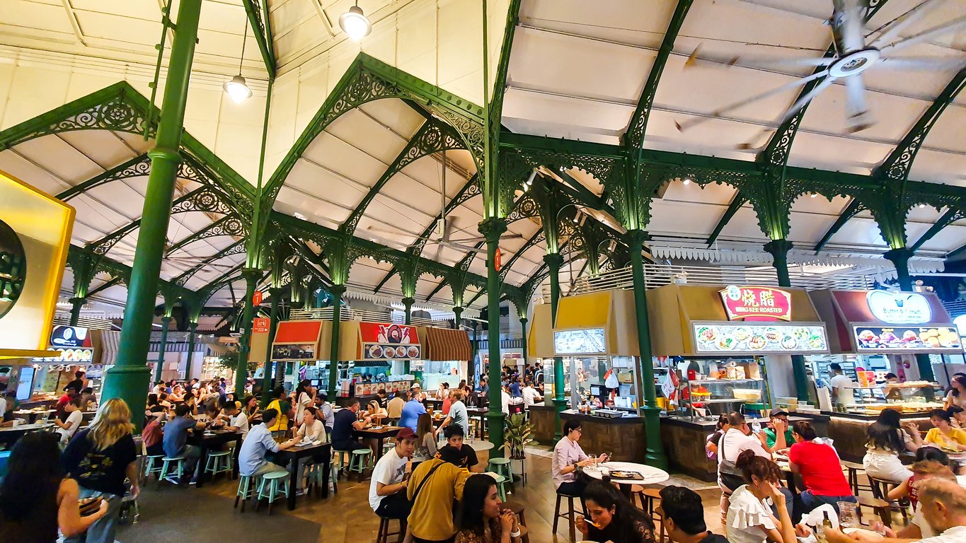 Marché de Lau Pa Sat dans le centre-ville de Singapour