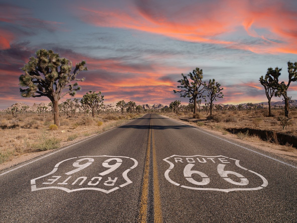 Route 66 à Joshua Trees