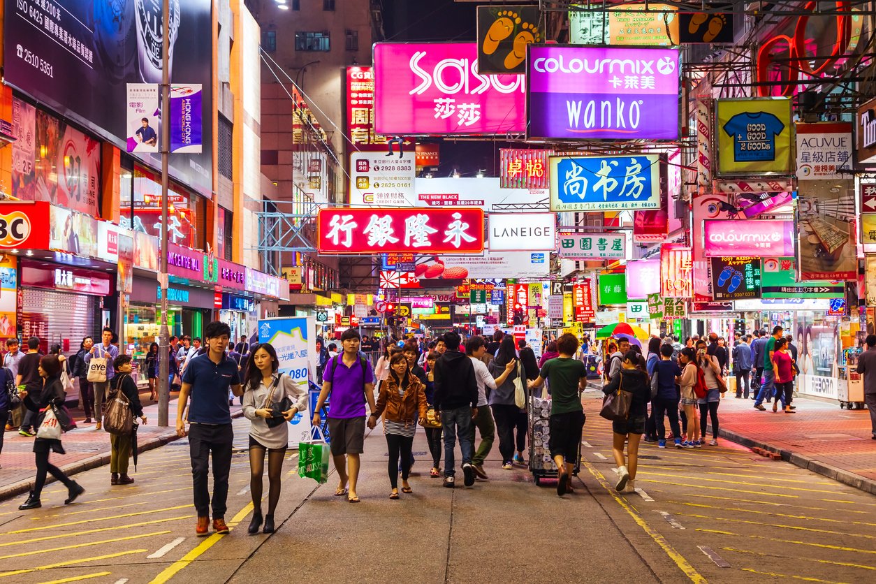 Rue commerçante piétonne de Mongkok, Hong Kong