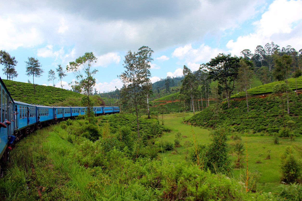 Traveling by train in the mountains of Sri Lanka