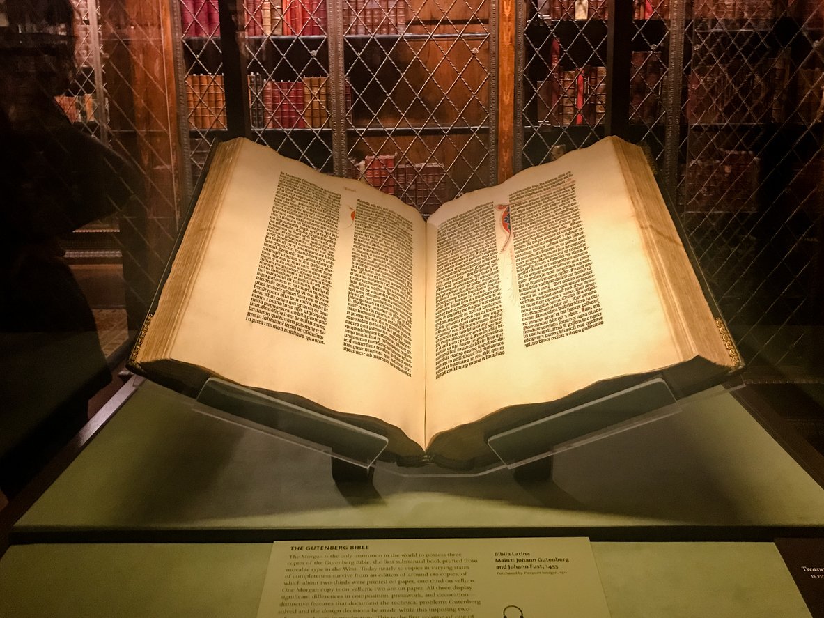 Bible de Gutenberg exposée à la Bibliothèque JP Morgan
