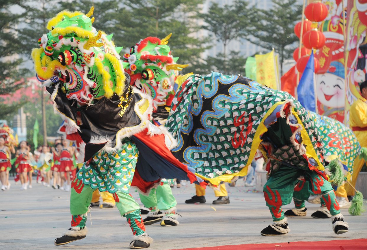 Danse du lion - nouvel an chinois hong kong