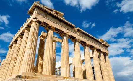 Iconic Parthenon in Athens under a clear blue sky.
