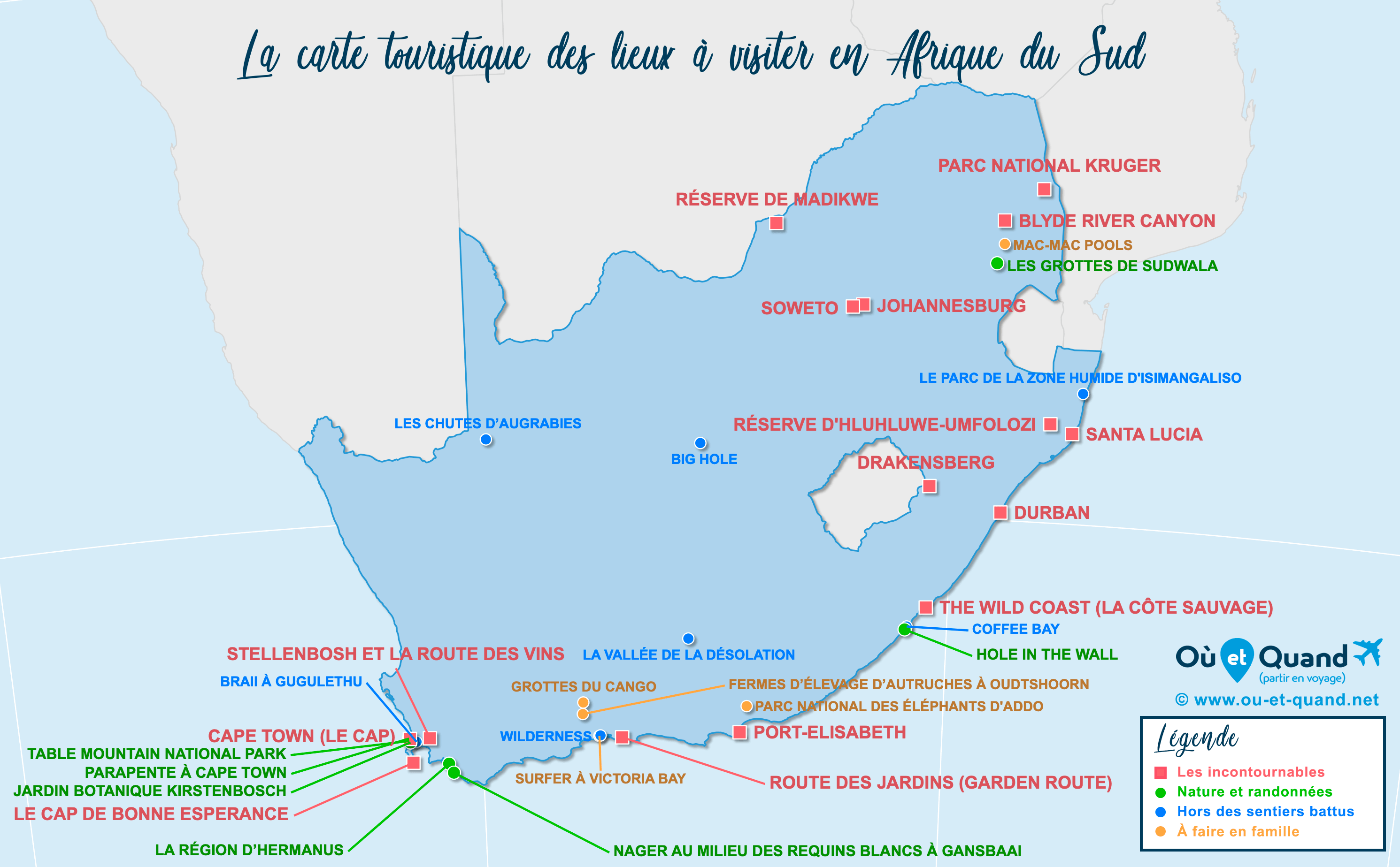 Carte Afrique du Sud : tous les lieux à visiter lors de votre voyage