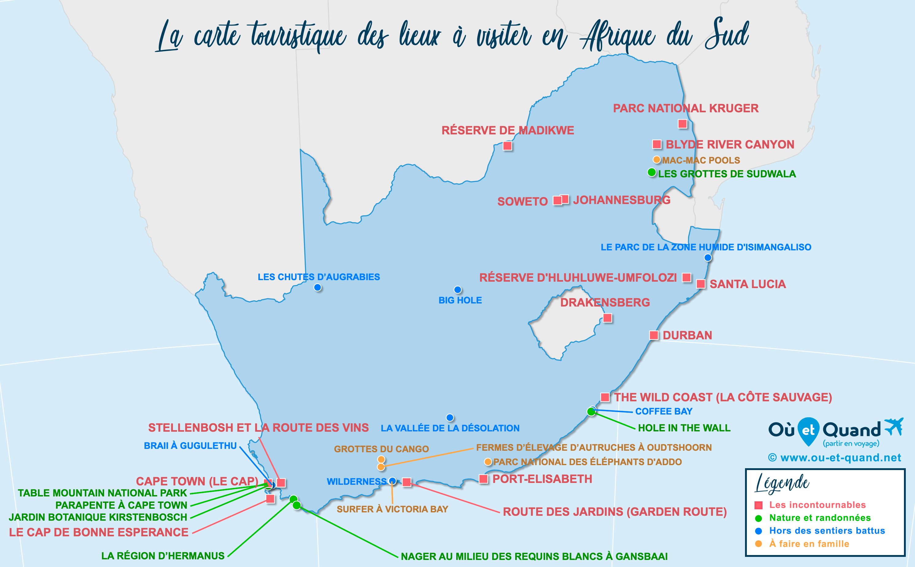 carte touristique afrique du sud