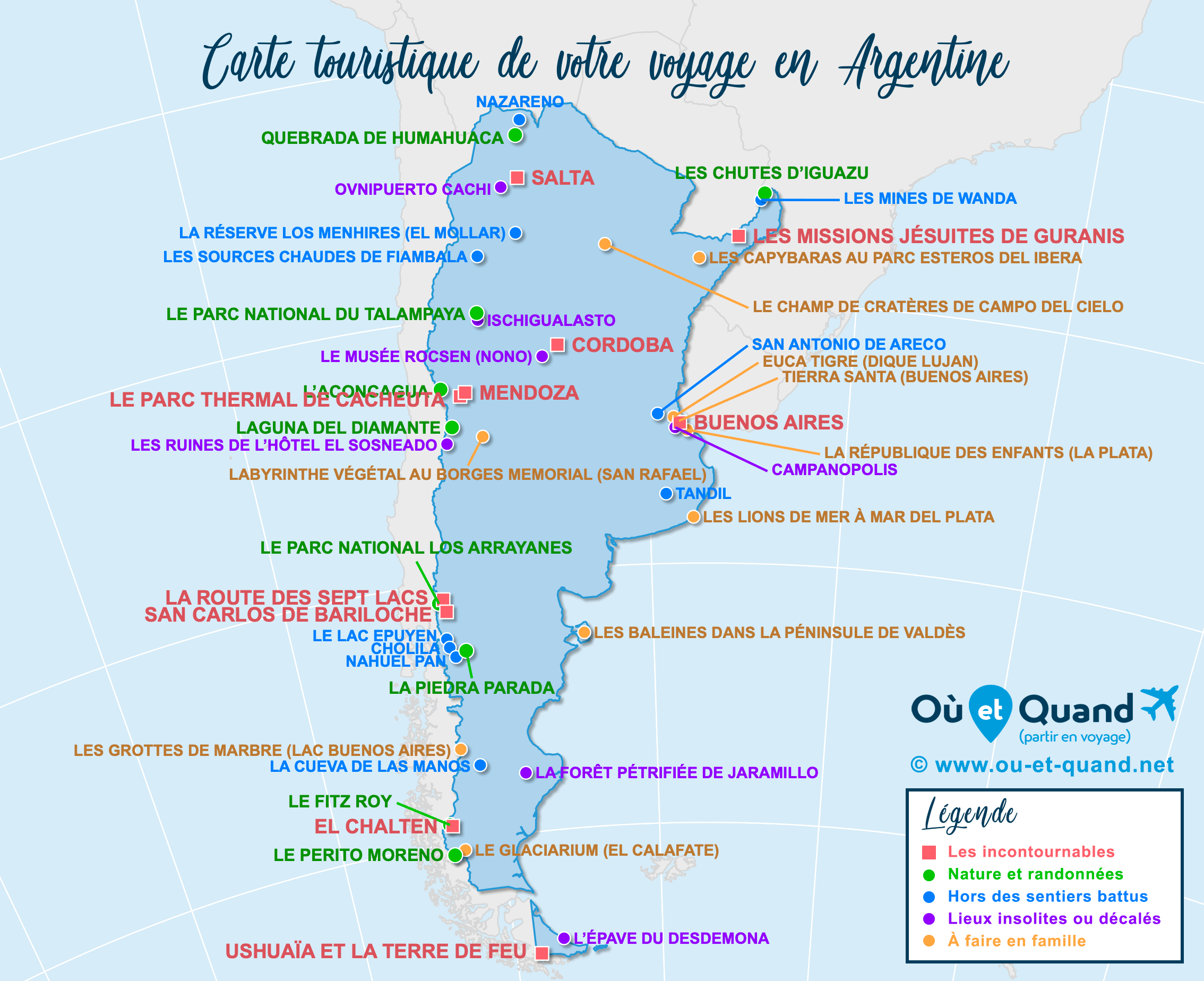 Carte Argentine : tous les lieux à visiter lors de votre voyage