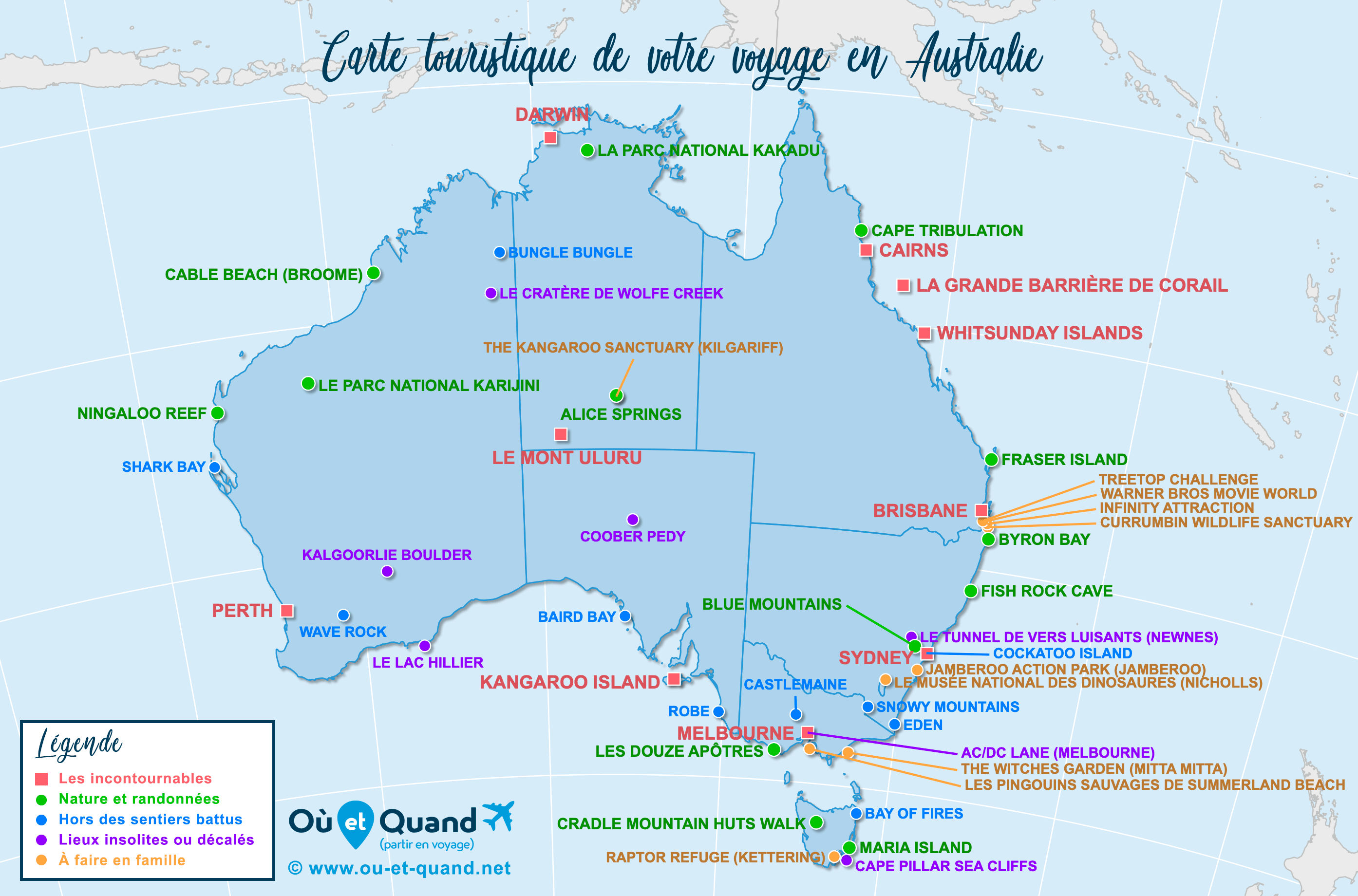 Carte Australie : tous les lieux à visiter lors de votre voyage