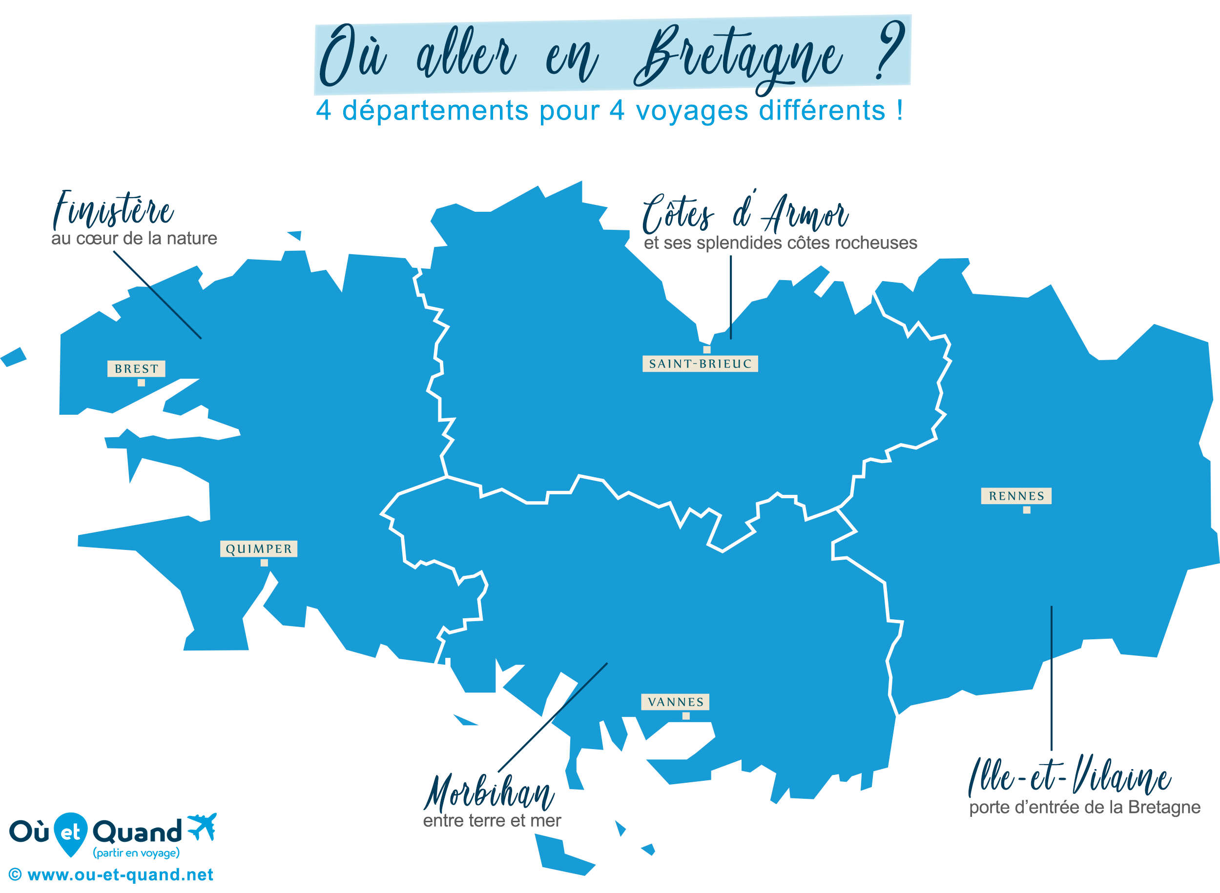 Carte des départements de la Bretagne