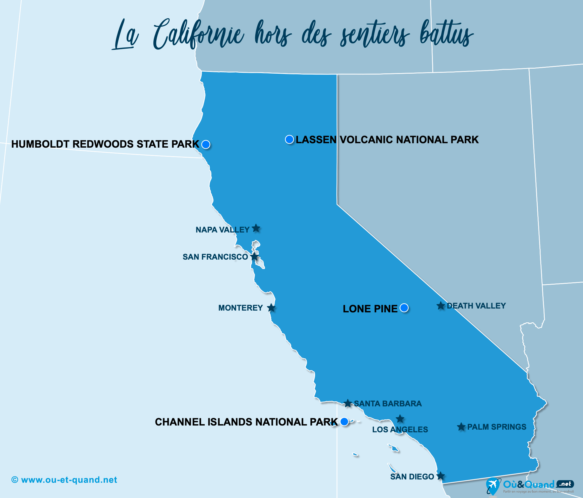 Carte Californie : La Californie hors des sentiers battus