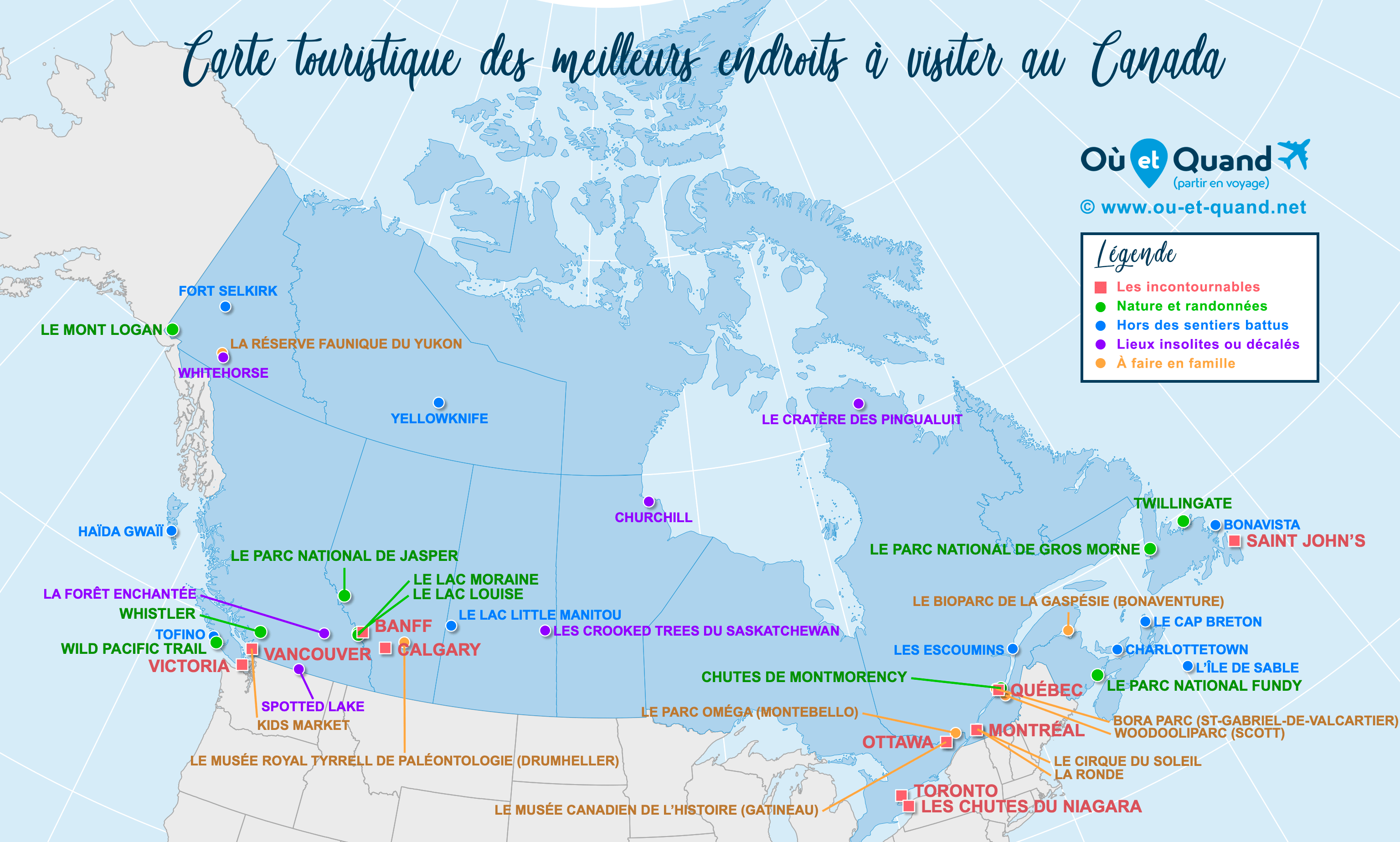 Carte Canada : tous les lieux à visiter lors de votre voyage