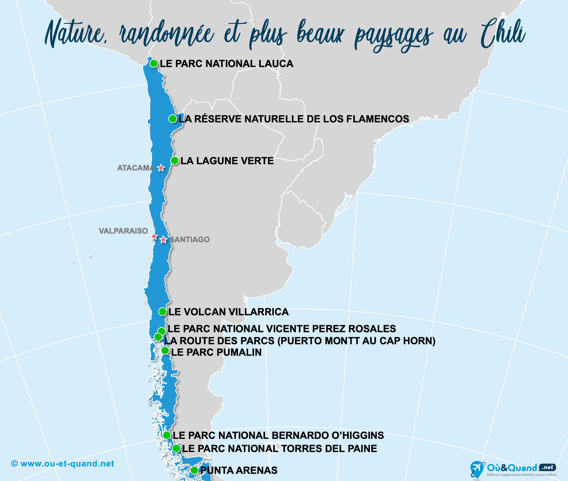 Carte Chili : Les plus beaux paysages du Chili