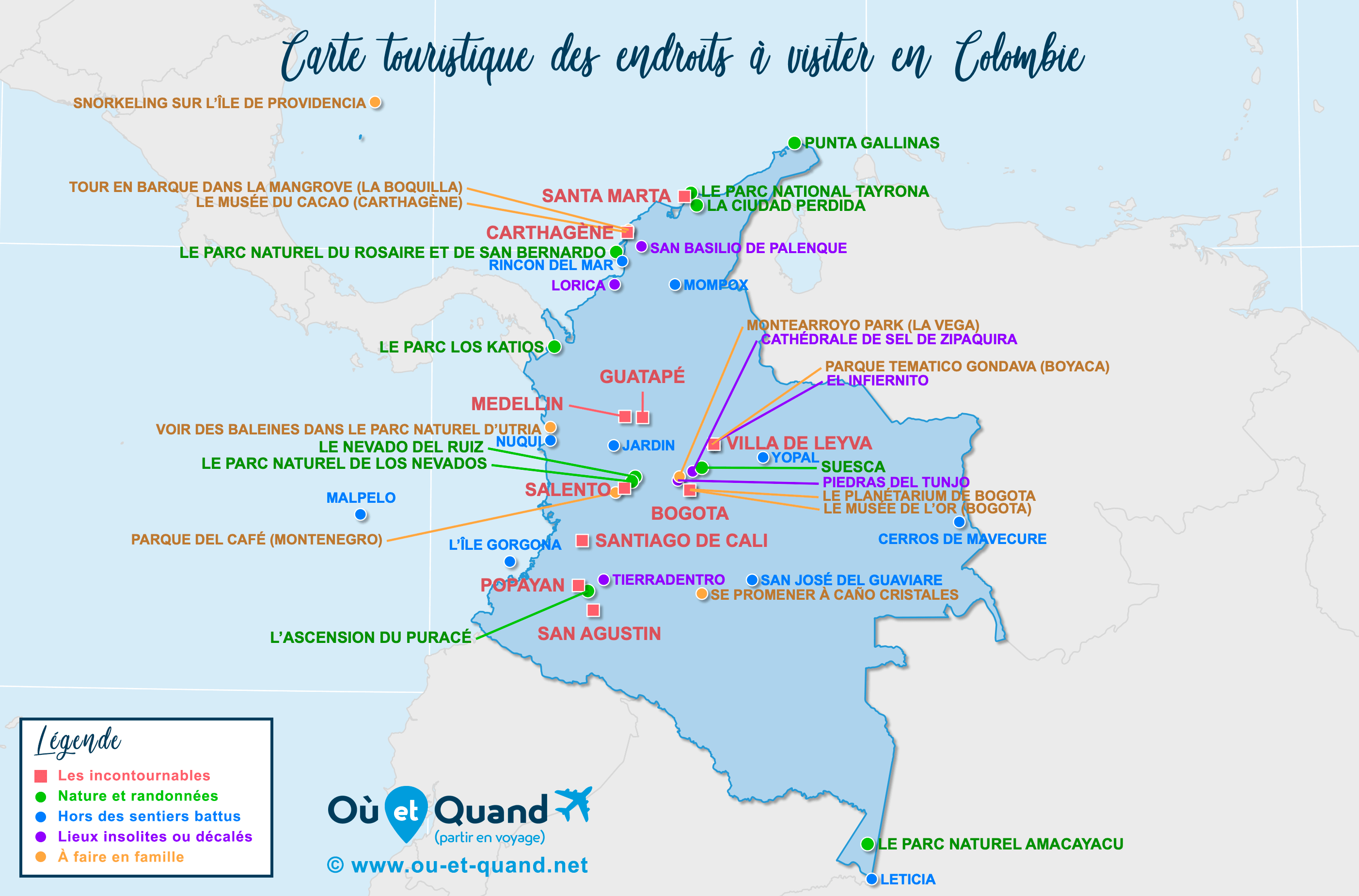 Carte Colombie : tous les lieux à visiter lors de votre voyage