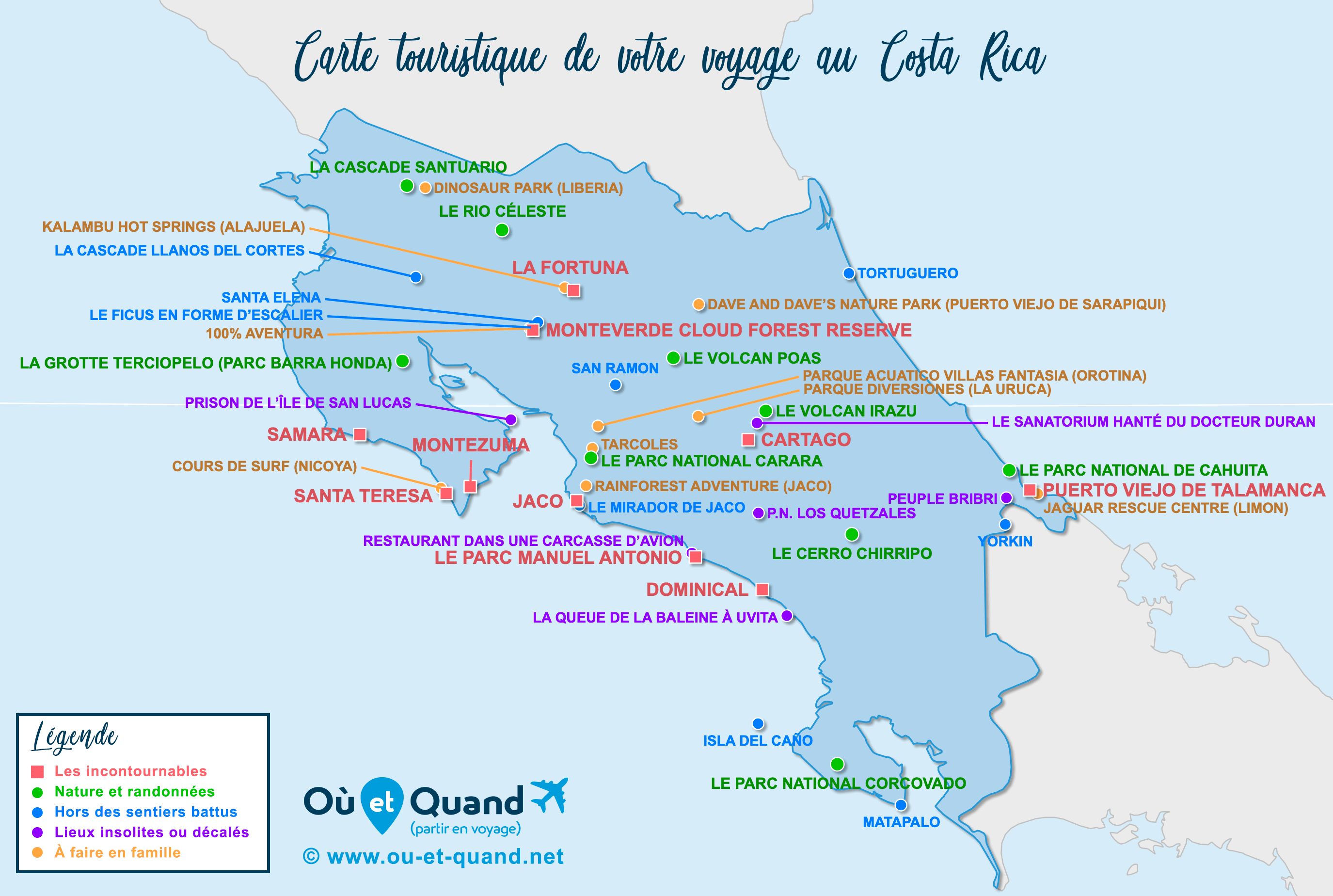 Carte Costa Rica : tous les lieux à visiter lors de votre voyage