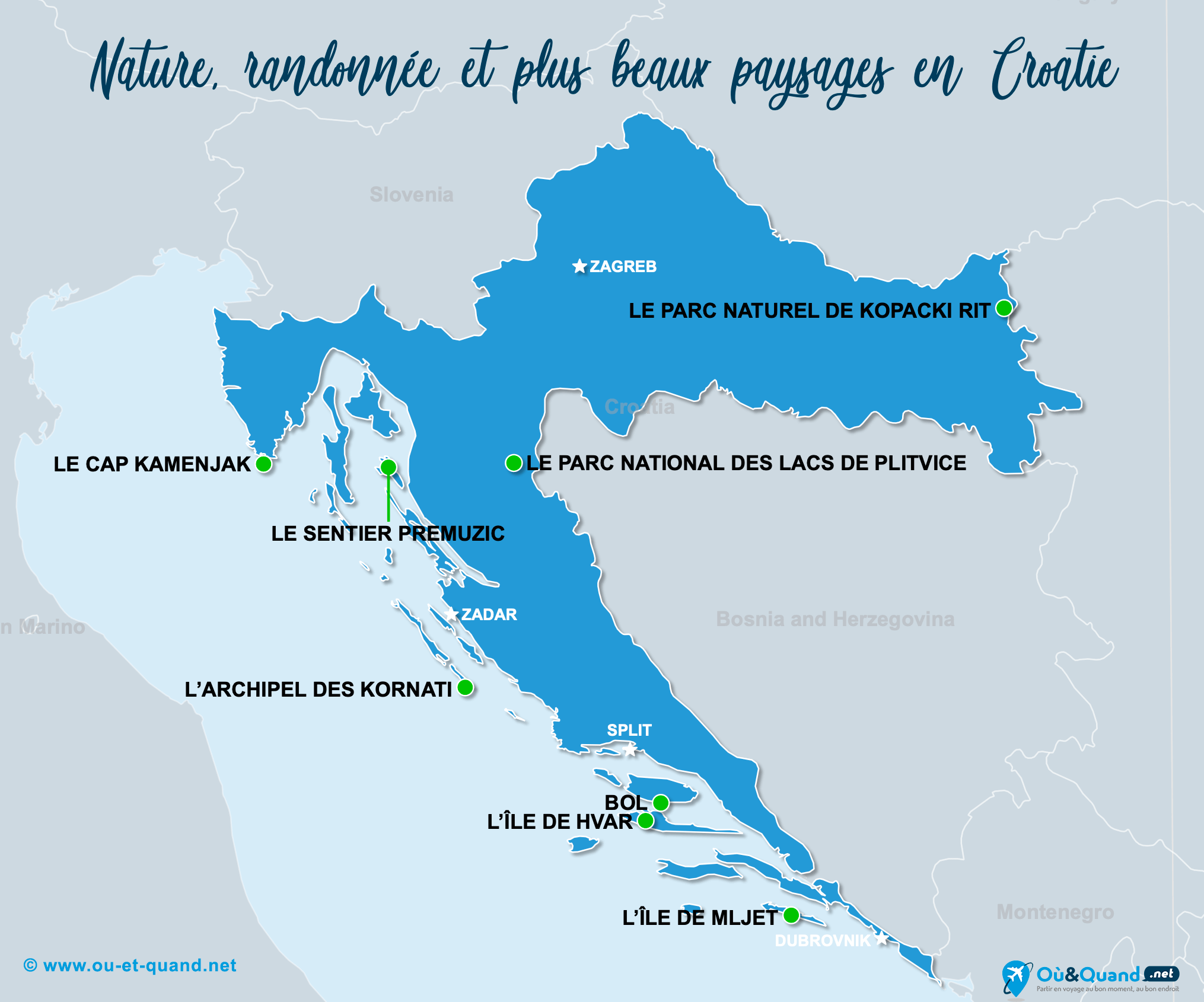 Carte Croatie : Les plus beaux paysages de la Croatie