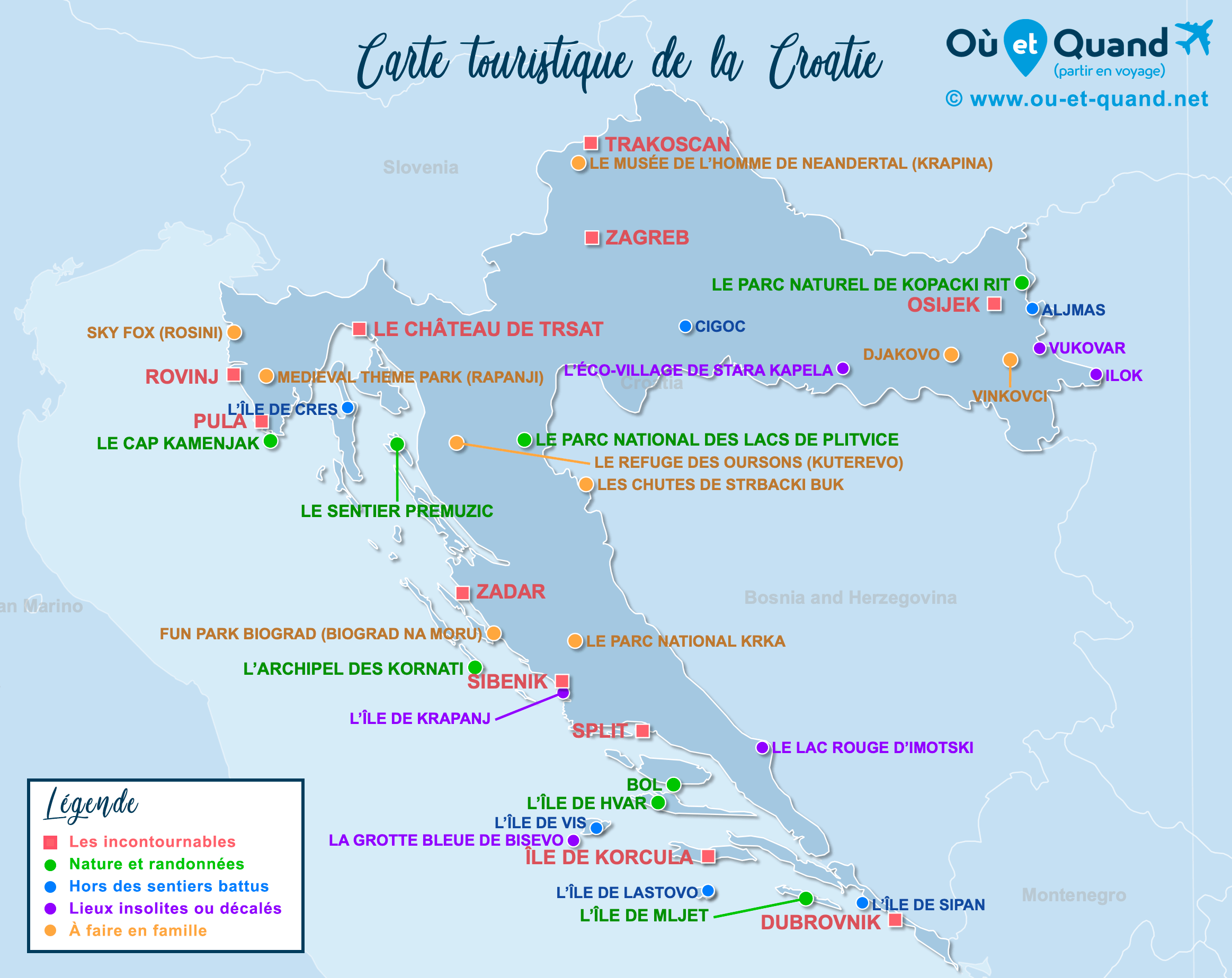 Carte Croatie : tous les lieux à visiter lors de votre voyage