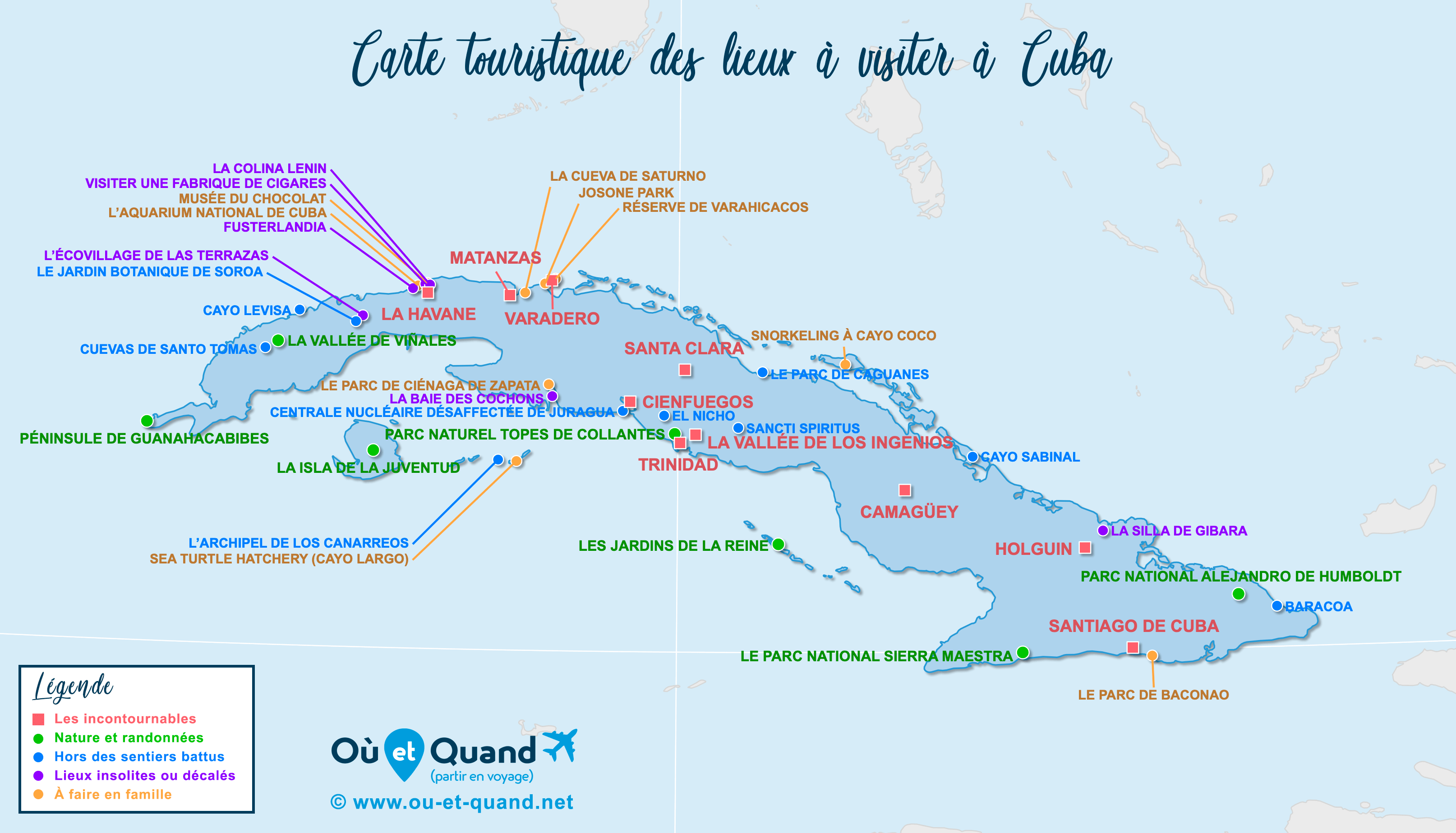 Carte Cuba : tous les lieux à visiter lors de votre voyage