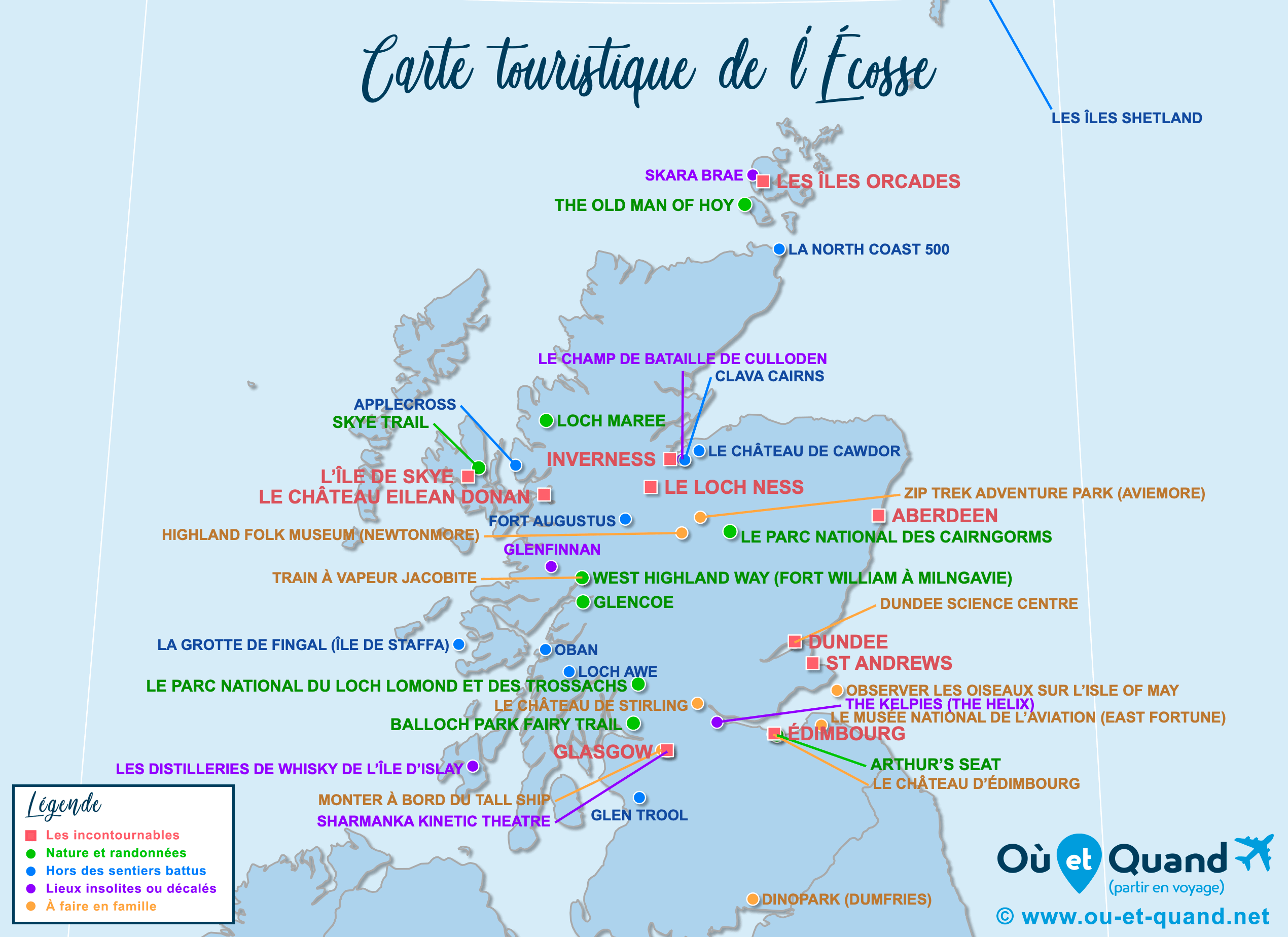 Carte Écosse : tous les lieux à visiter lors de votre voyage