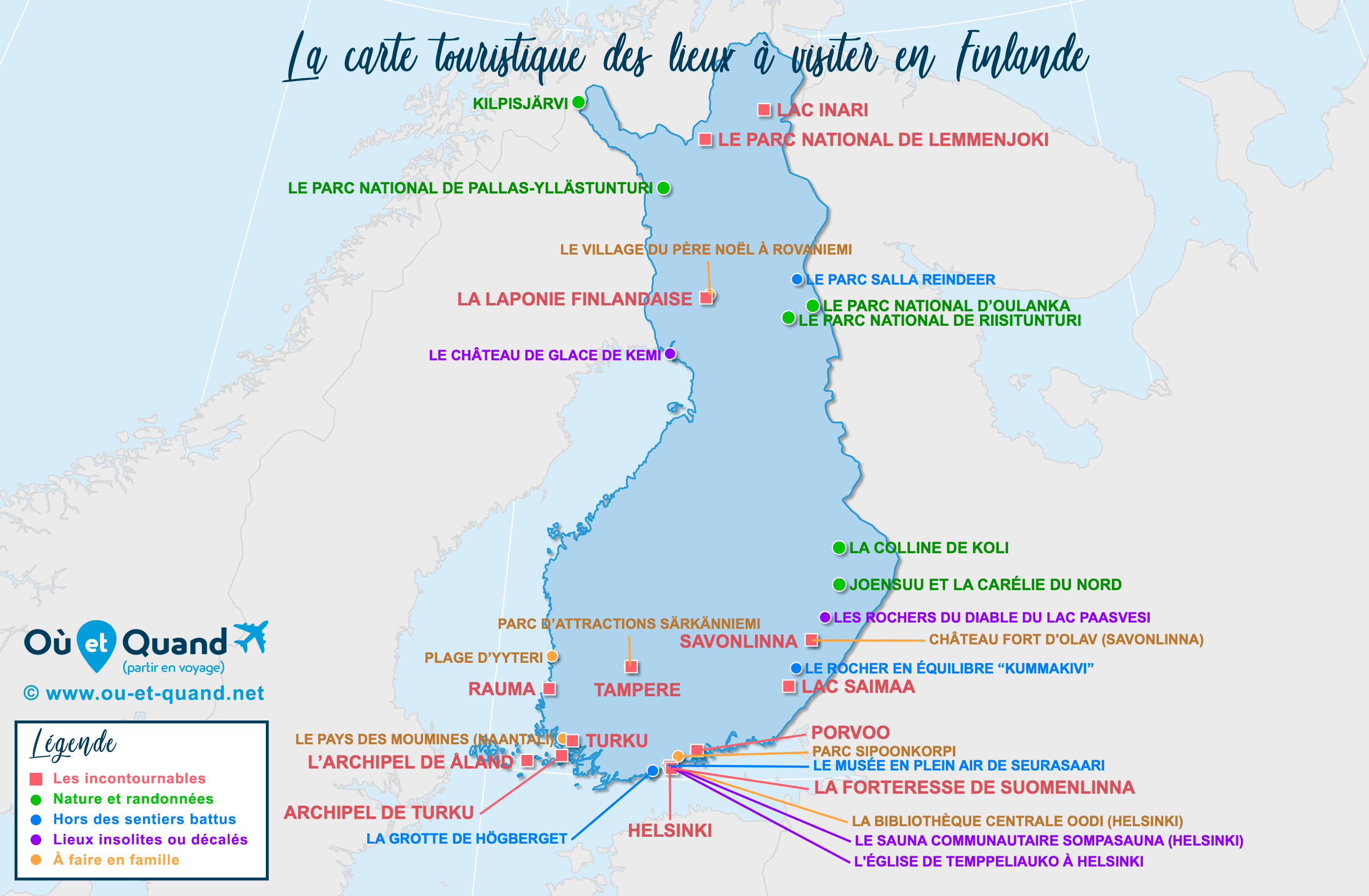 Carte Finlande : tous les lieux à visiter lors de votre voyage