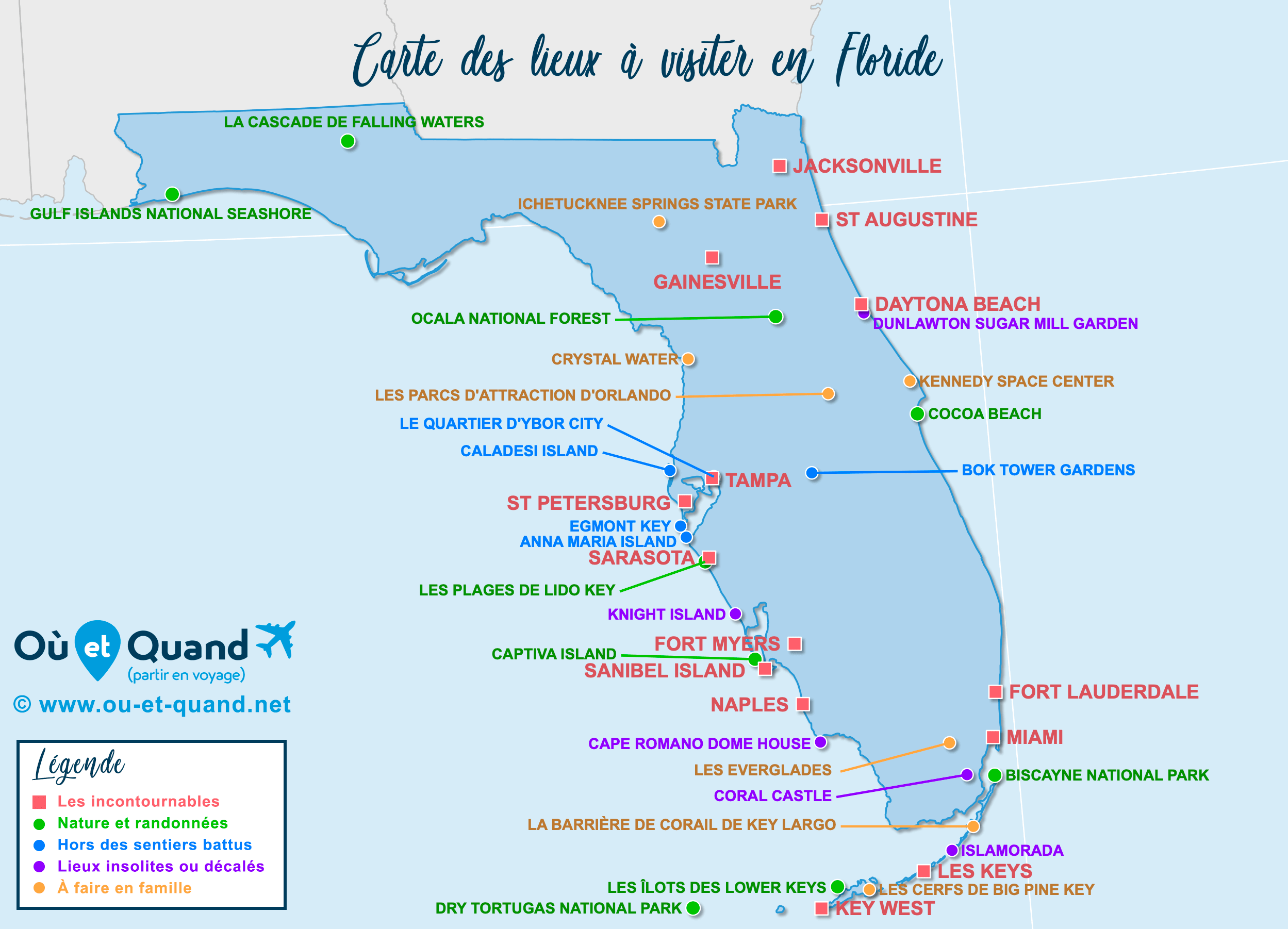 Carte Floride : tous les lieux à visiter lors de votre voyage