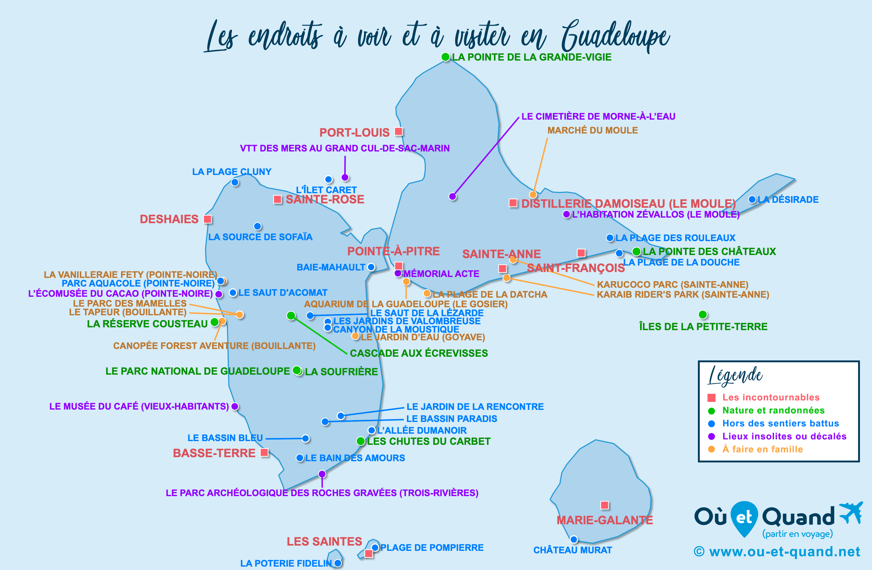 Carte Guadeloupe : tous les lieux à visiter lors de votre voyage