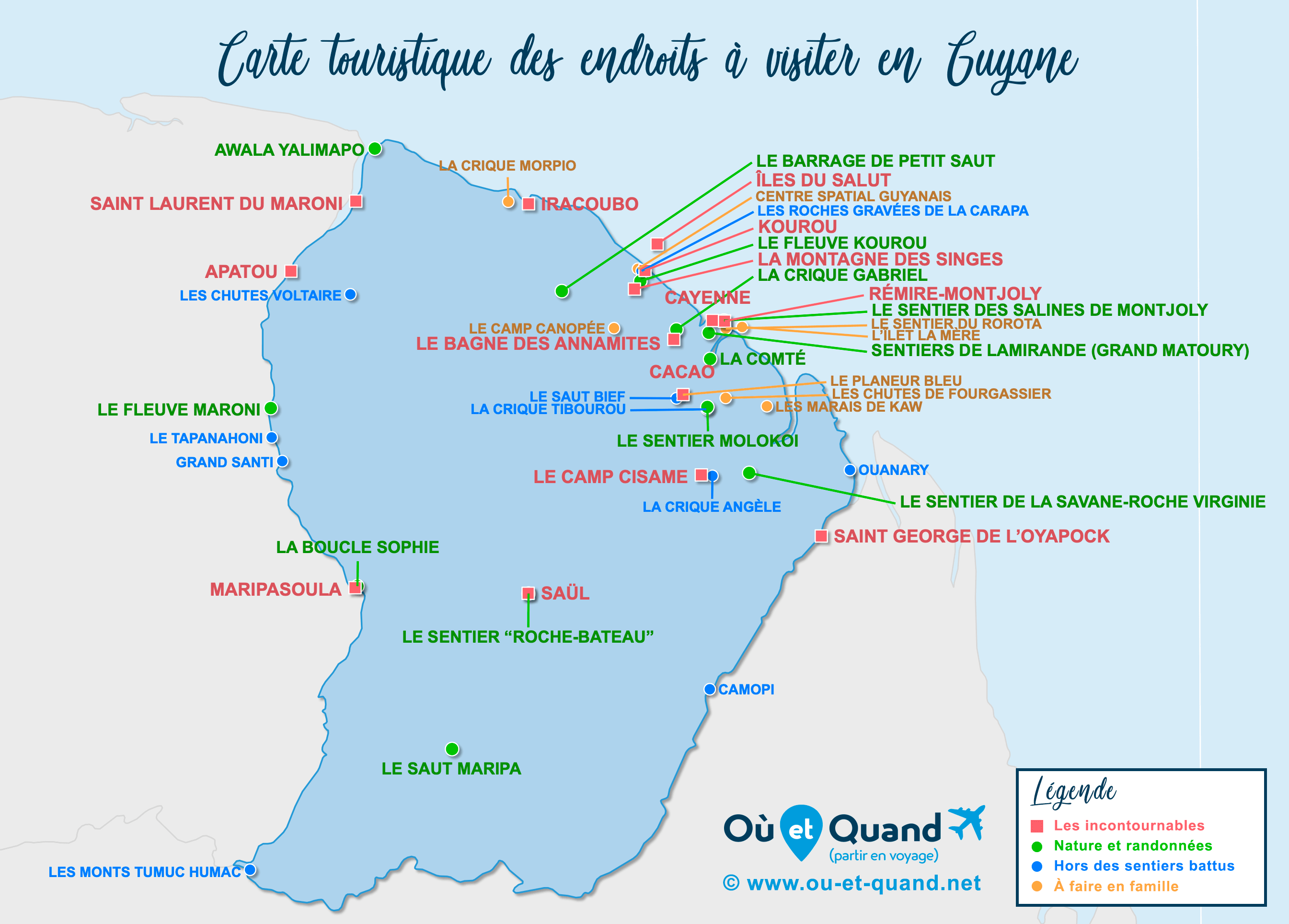 Carte Guyane Française : tous les lieux à visiter lors de votre voyage