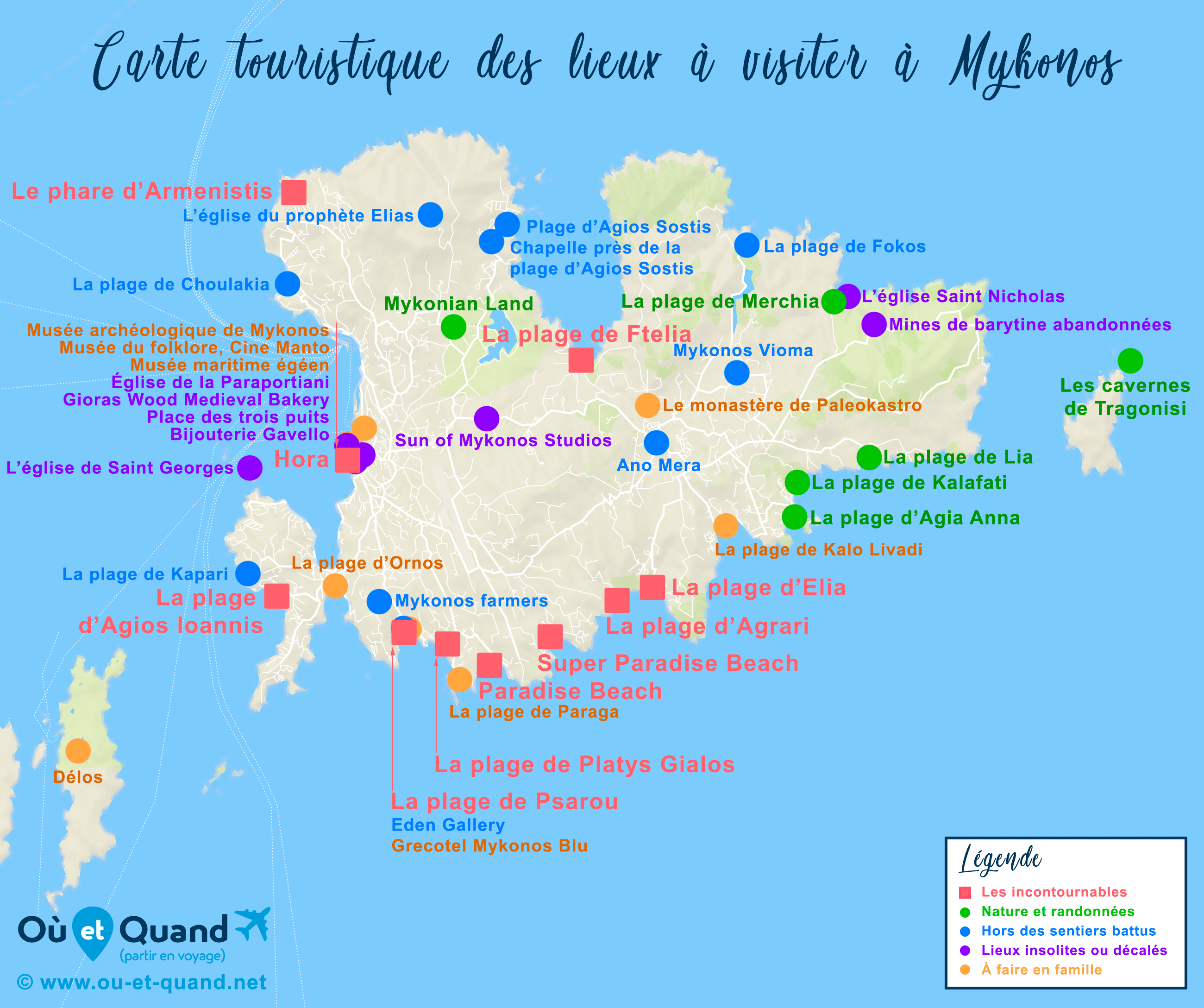 Carte Mykonos : tous les lieux à visiter lors de votre voyage
