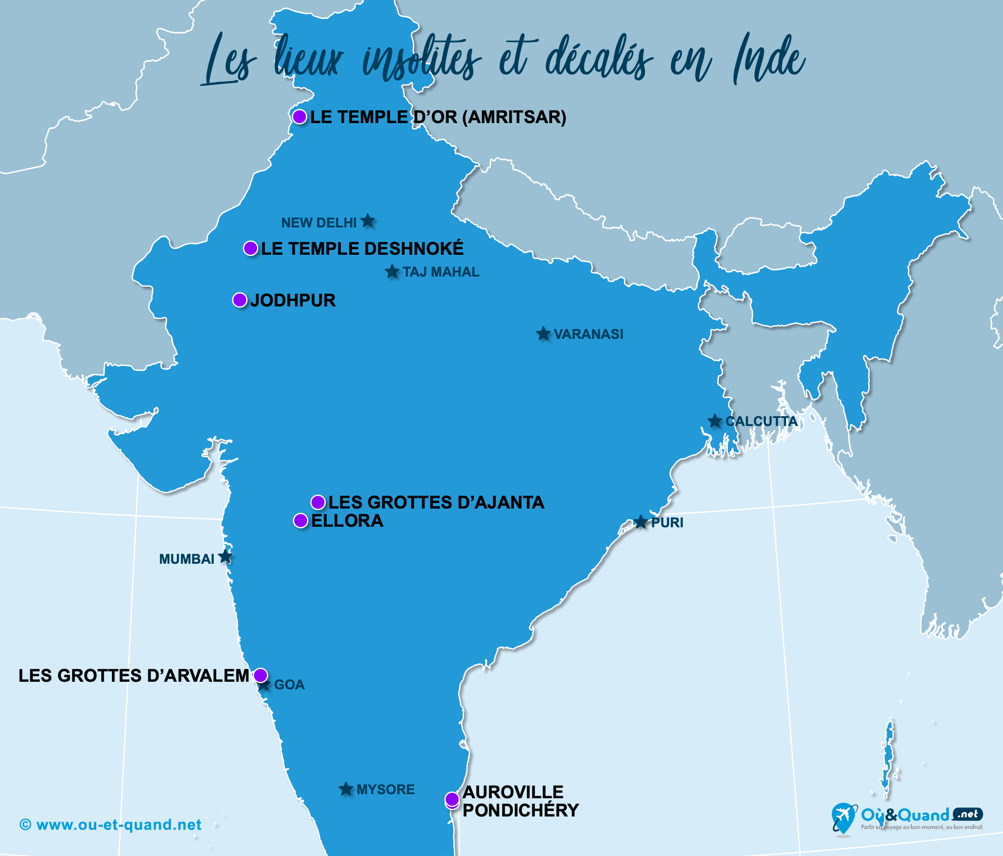 La carte des lieux insolites en Inde