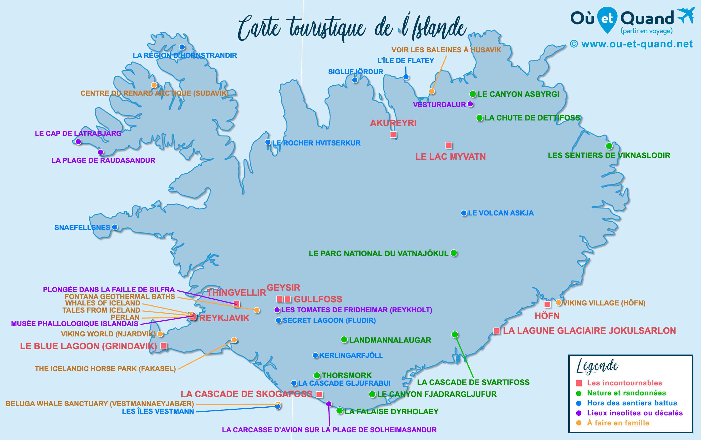 Carte Islande : tous les lieux à visiter lors de votre voyage