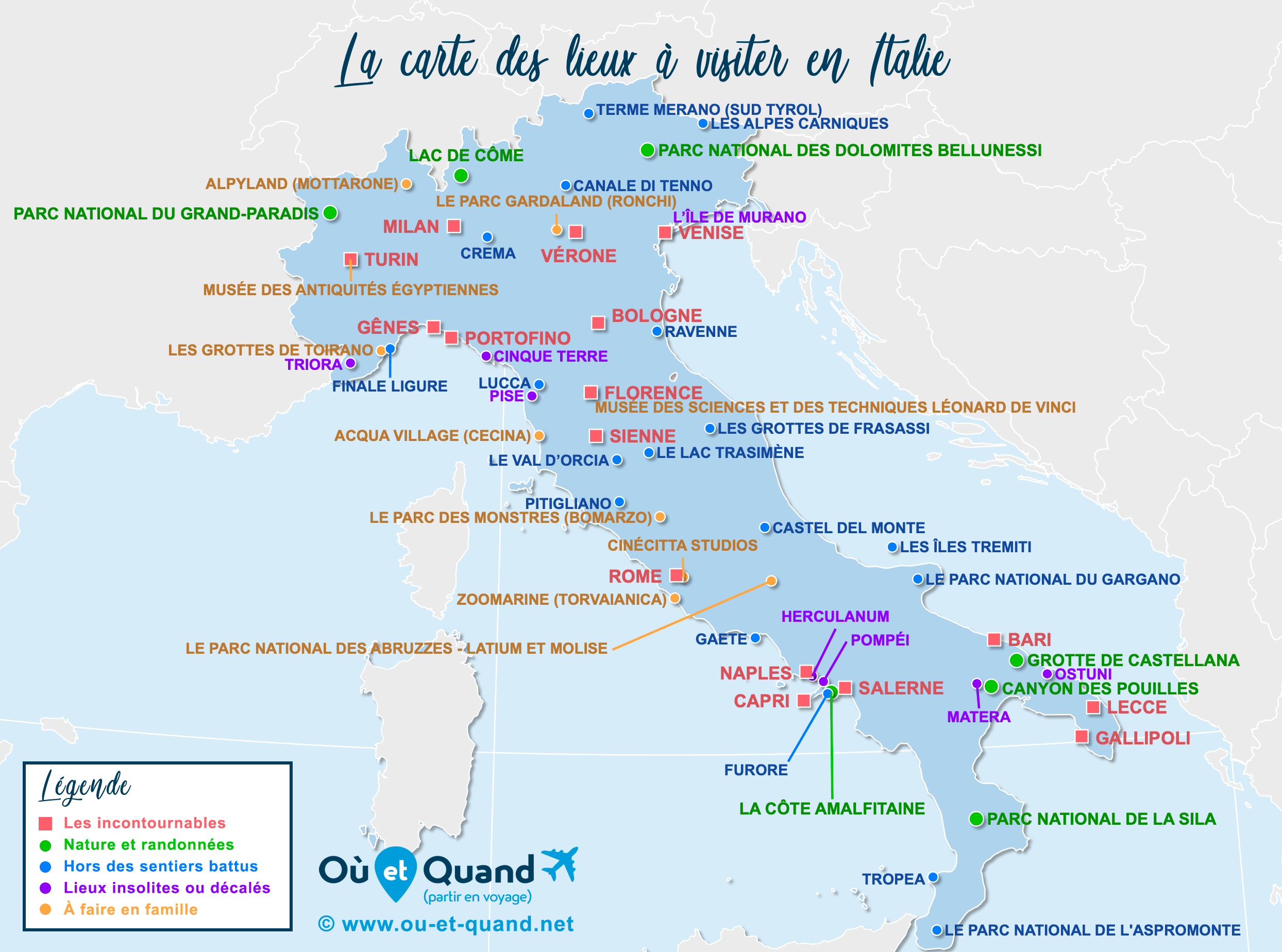 carte touristique en italie